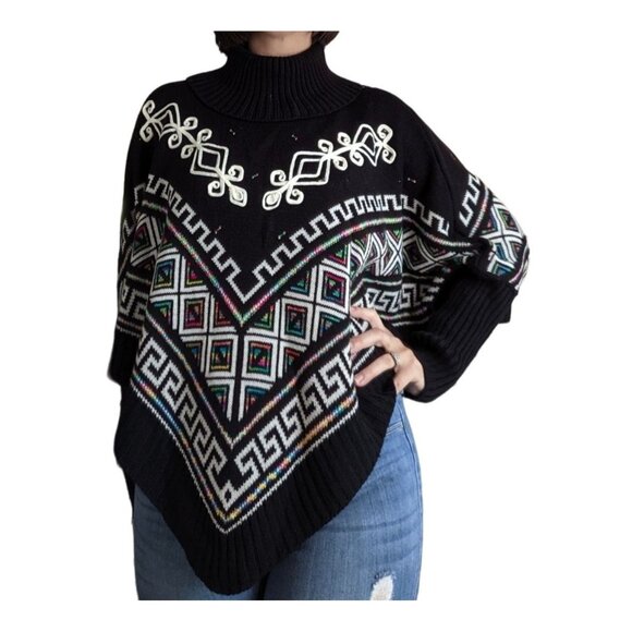 NWT Loana Lady Boutique Tribal Poncho Sweater One Size - Picture 10 of 10